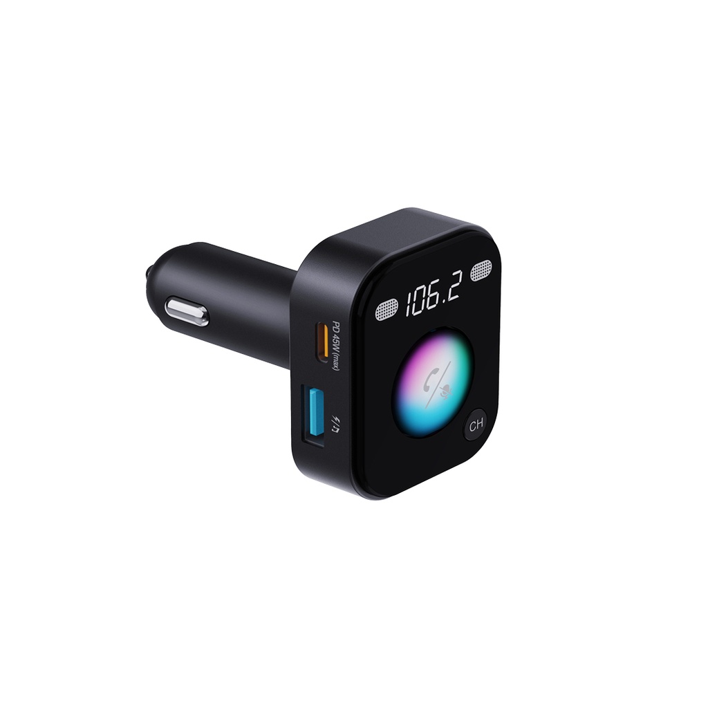 Porodo Bluetooth FM Transmitter with Voice Command - Black